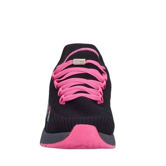 NEW DREW women halo sneakers in black/pink mesh combo